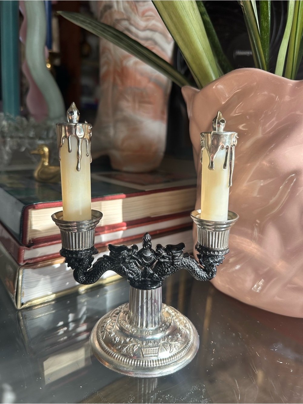 Vintage MCM 1950s Candelabra Salt And Pepper Shakers
